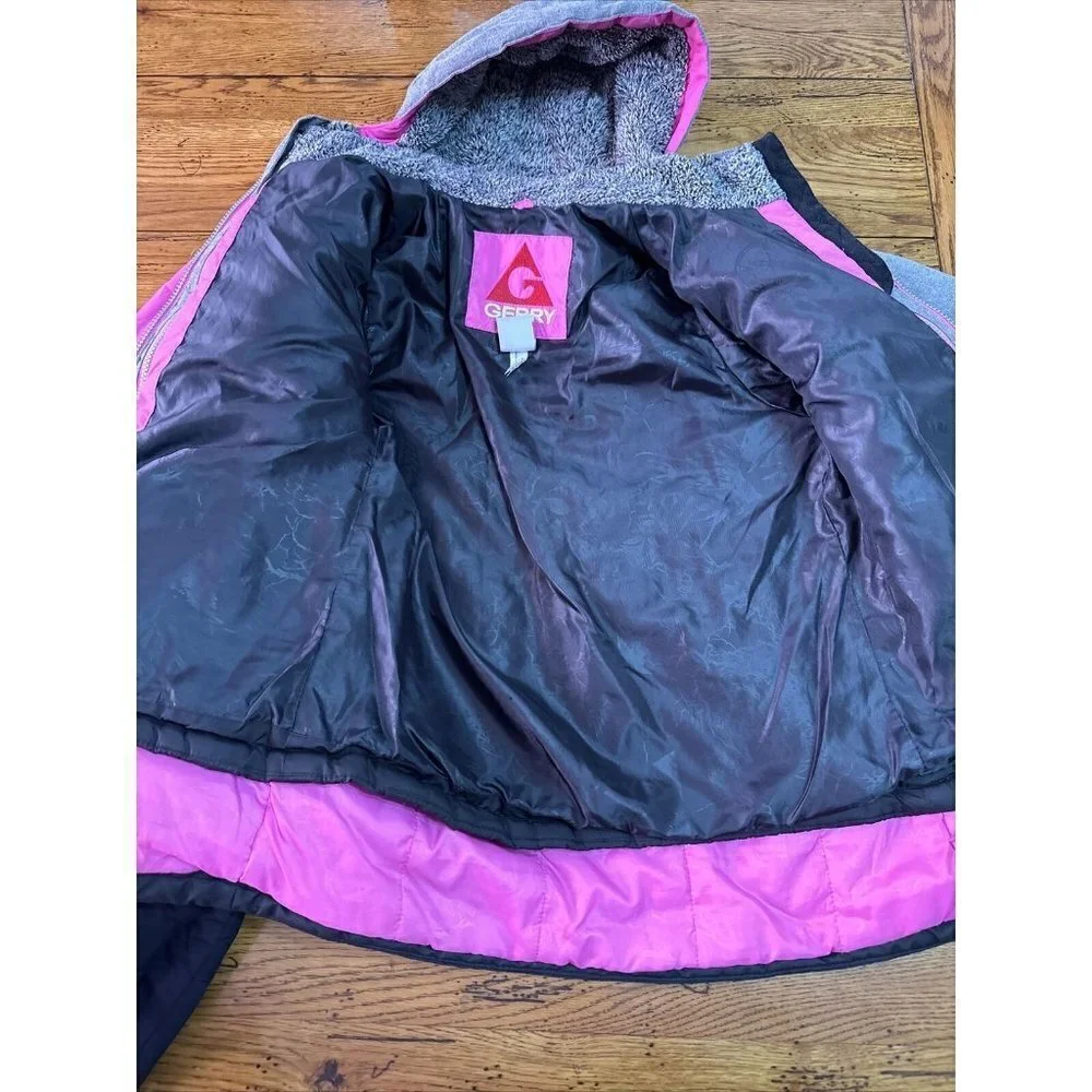 Gerry Jacket Coat 3-in-1 Girls Med 10/ 12 Grey Black Pink Hooded Full Zip Pants